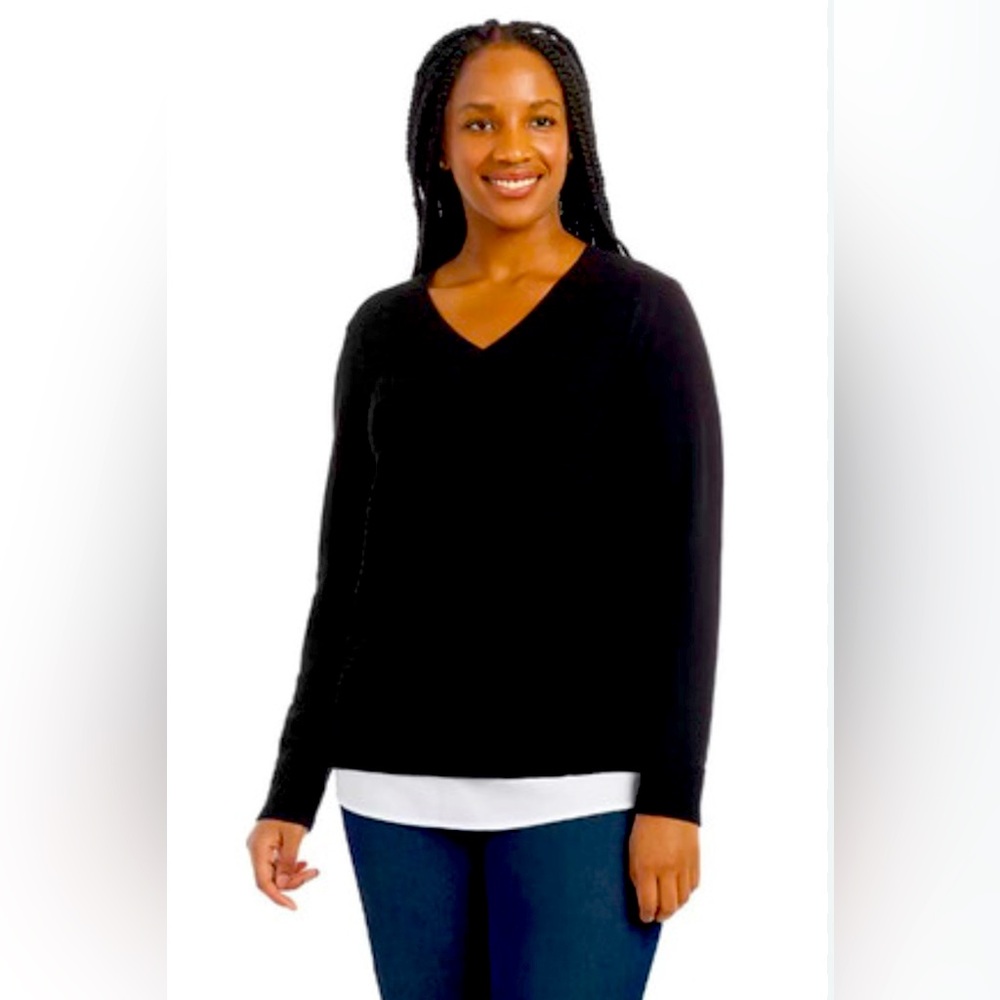 Hilary Radley knitt sweater with sheer top bottom NWT